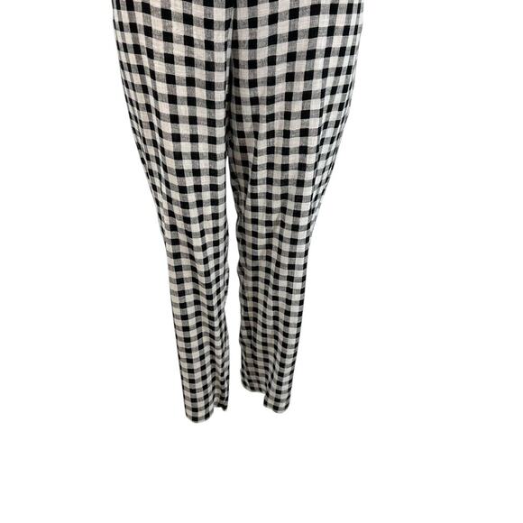 Zara Jumpsuit Cut Out Halter Gingham Check Plaid Linen Blend Black White Size XS - Picture 5 of 14